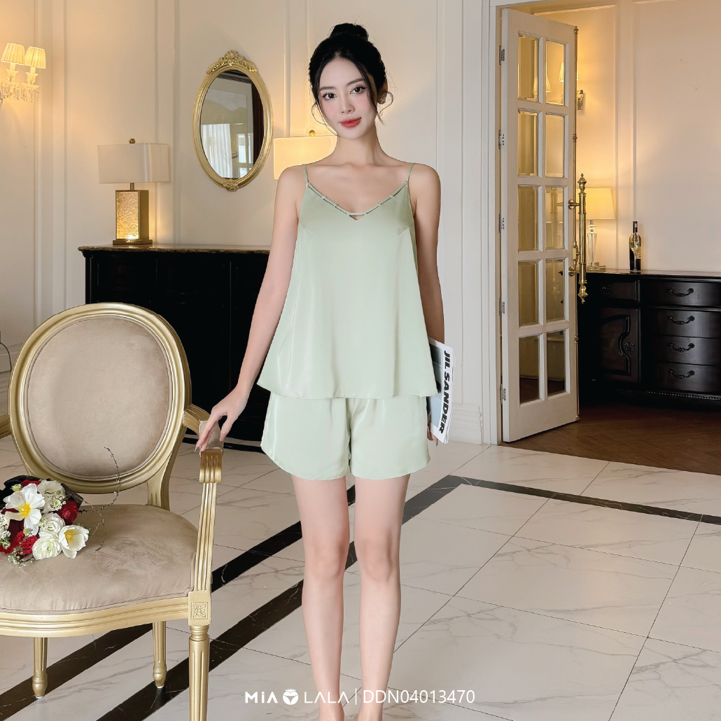 Bộ ngủ 2 dây lụa satin trẻ trung sang trọng mialala 3470 ddn04013470
