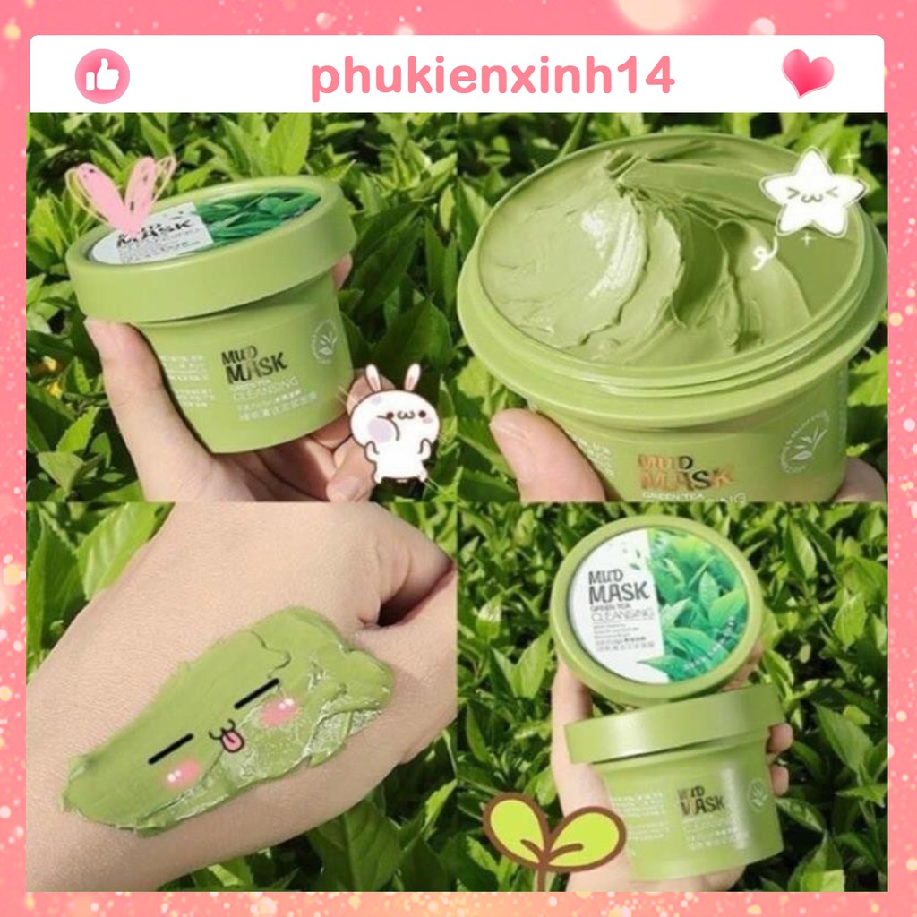 Mặt nạ bùn đất sét trà xanh giảm mụn làm sạch lỗ chân lông sáng da Fenyi 100g phukienxinh14