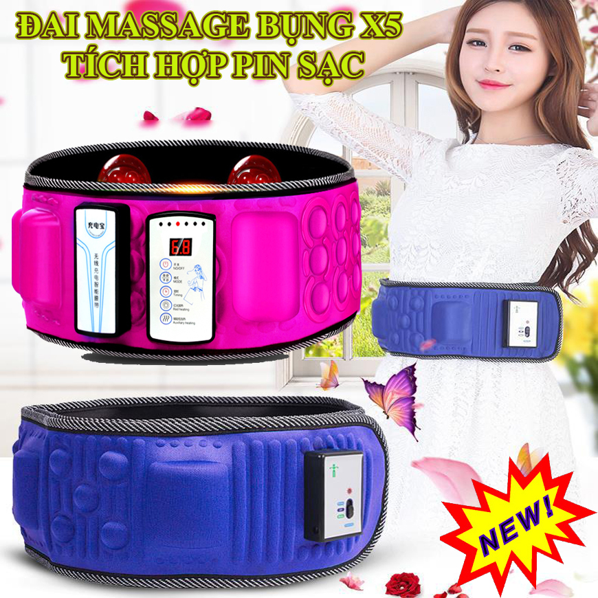 Đai massage tích hợp pin sạc giảm mỡ bụng Vipro  X5 chính hãng giá rẻ,đánh tan mỡ thừa trên toàn cơ thể ĐẶC BIỆT LÀ MỠ VÙNG BỤNG.( BẢO HÀNH 1 ĐỔI 1 TOÀN QUỐC)