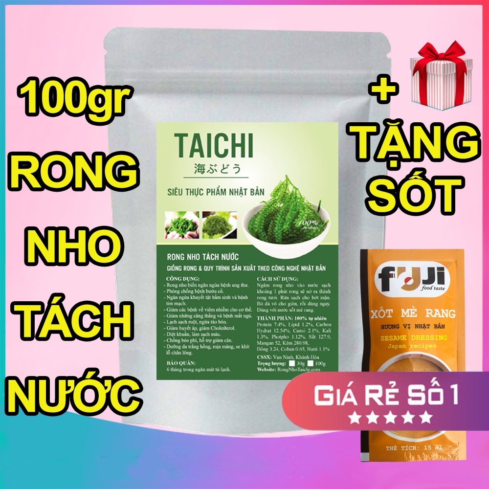 Rong nho tách nước khánh hòa 100gr - rong nho biển tách nước taichi ở nha trang khánh hòa 100g