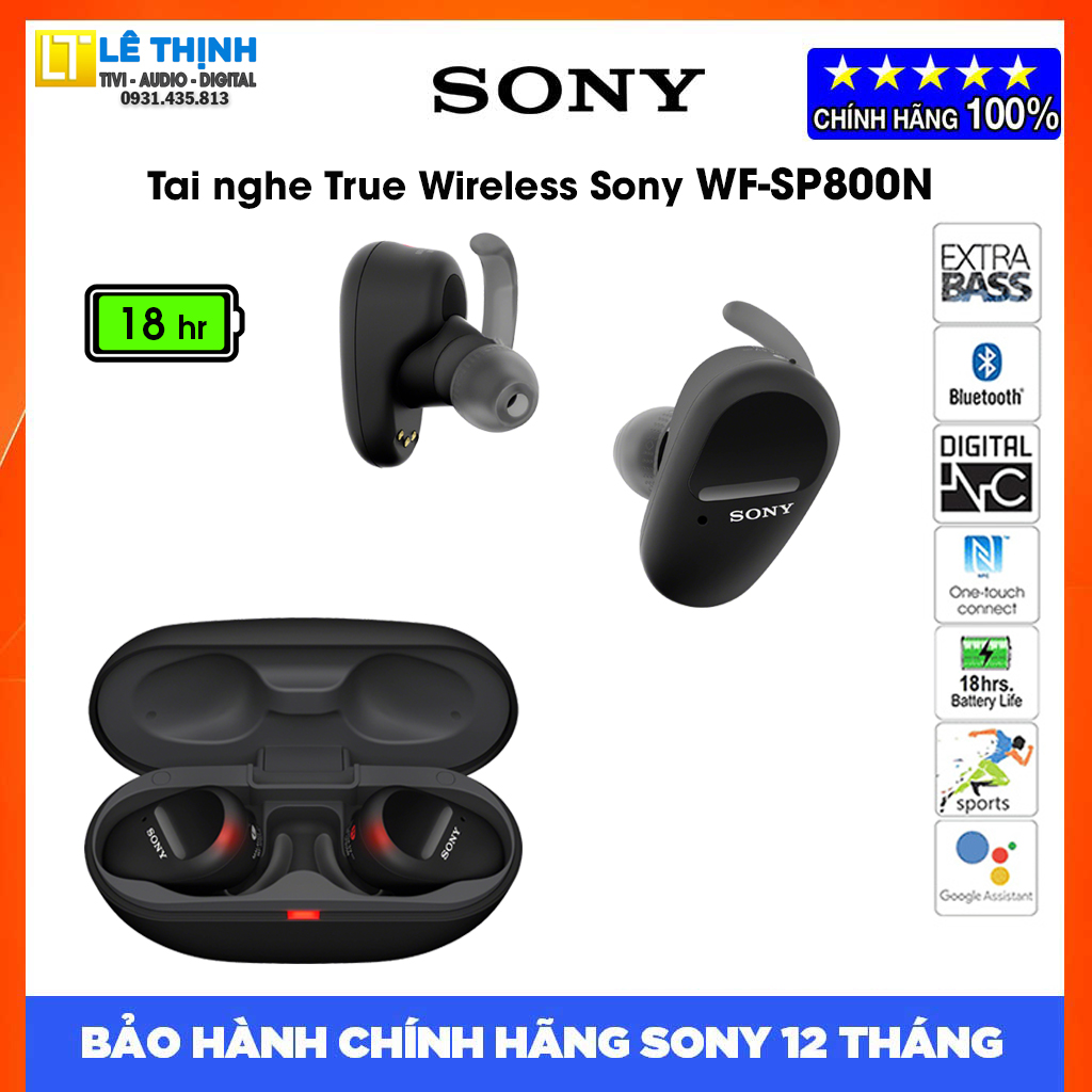 Tai Nghe Thể Thao Chống Ồn True Wireless Sony WF-SP800N -Hàng chính hãng - Bảo hành chính hãng Sony 12 tháng toàn quốc