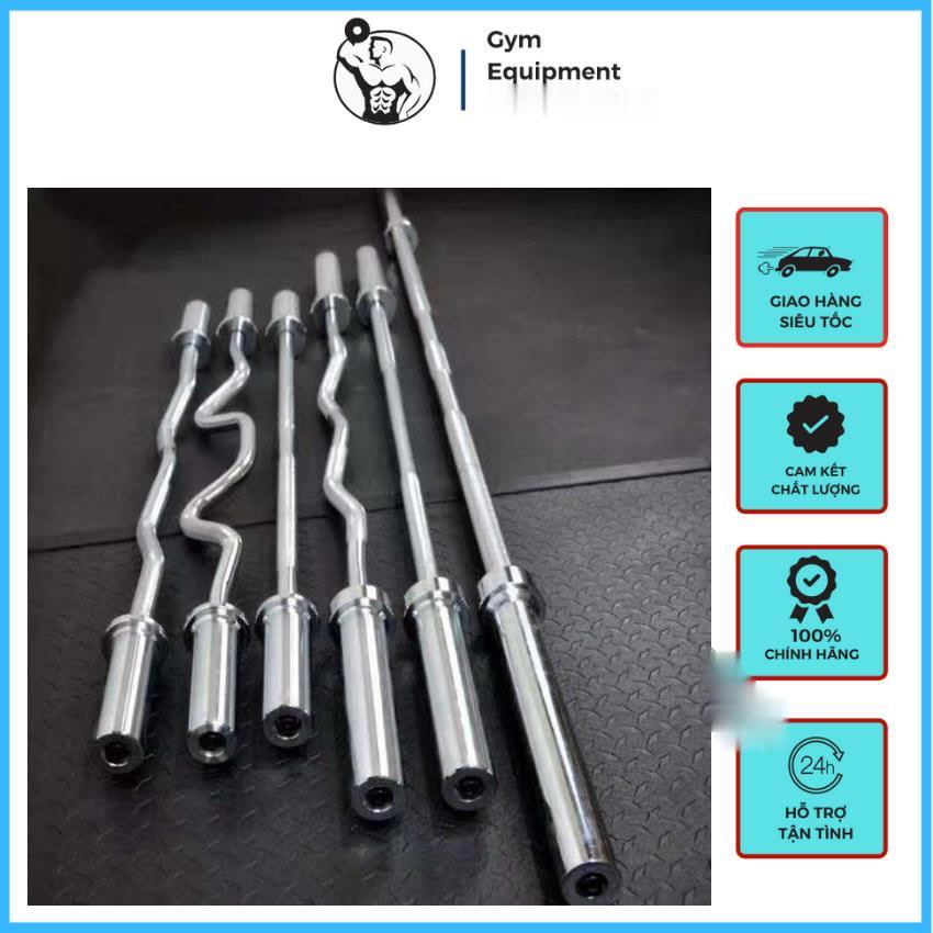 Hàng nhập khẩu- Thanh đòn tạ barbell 1m8, 1m5, 1m2, thanh đòn EZ barbell 1,2m curved, phi 50mm