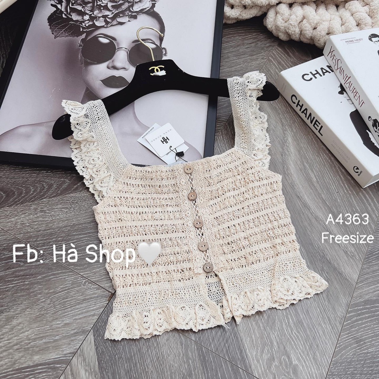 Áo ren cánh tiên khuy gỗ hàng QC