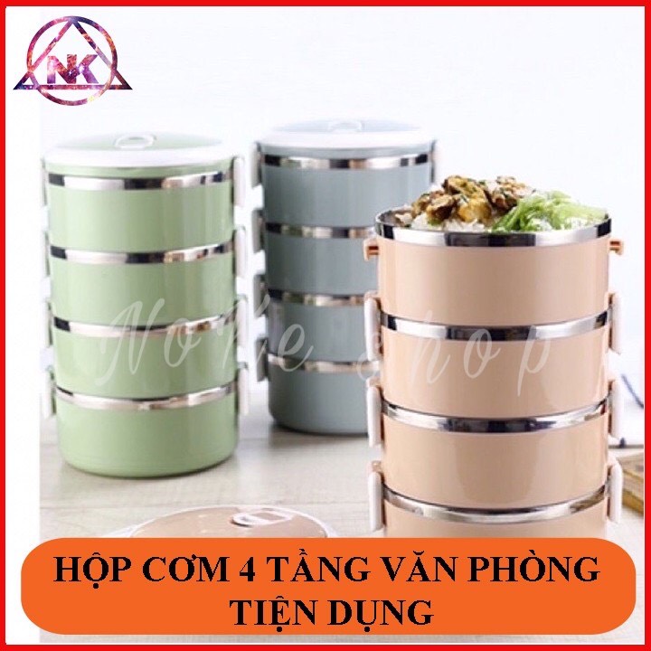 HỘP CƠM 4 TẦNG LÚA MẠCH LÕI INOX 304 CAO CẤP GIỮ NHIỆT CỰC TỐT - CÀ MEN ĐỰNG CƠM CÓ KHÓA CHỐNG TRÀN 2.8L, Hộp Cơm Giữ Nhiệt Đa Năng 4 Tầng Lúa Mạch 5.0