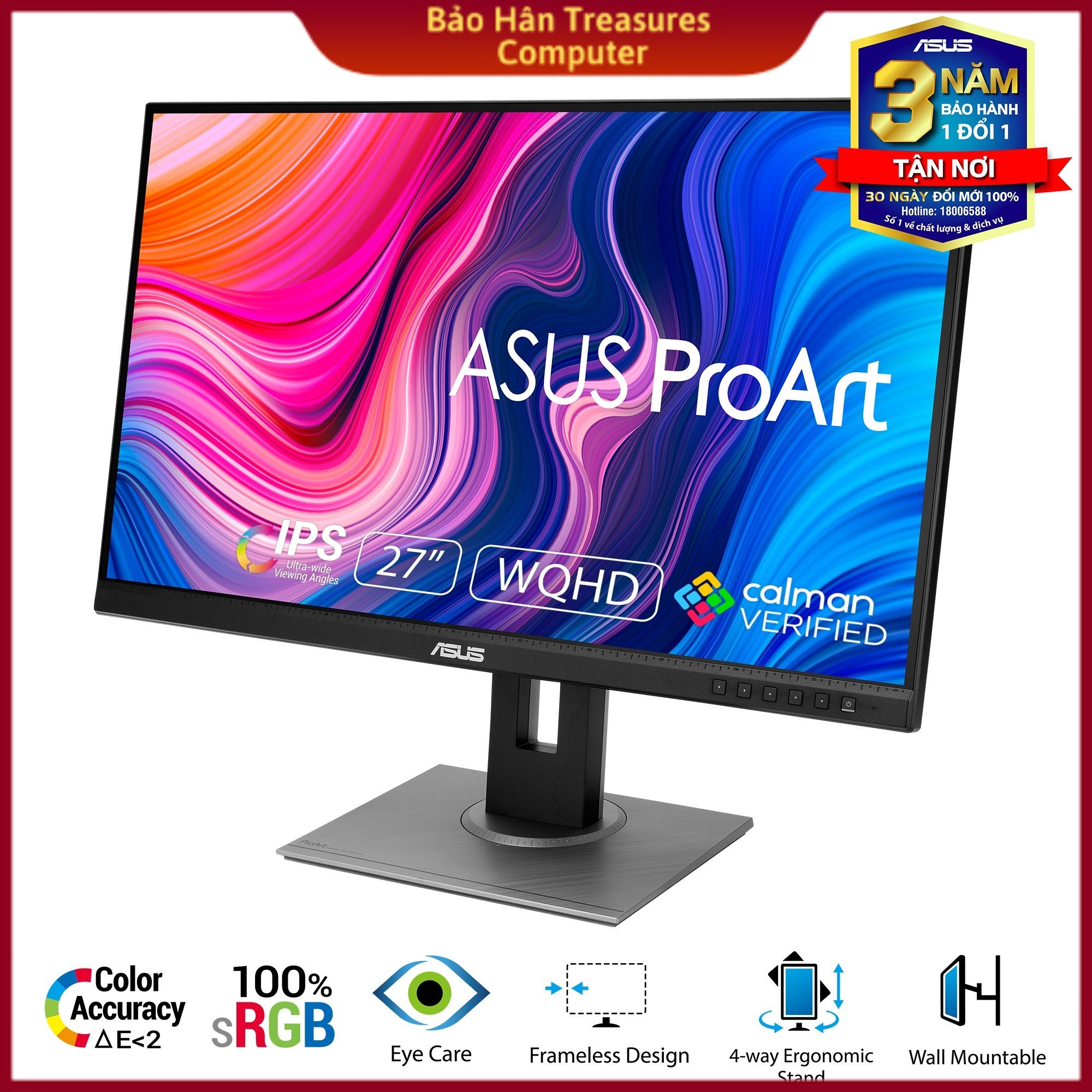 Màn hình máy tính asus proart pa278qv 27 inch 2k ips chuyên đồ họa - hàng chính hãng