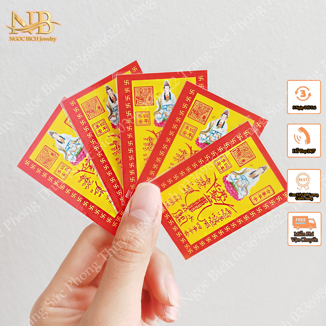 Phù giấy ép plastic mẹ quan âm bồ tát bình an - nb jewelry
