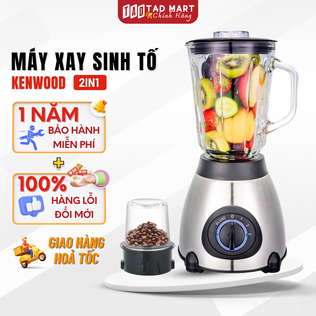 Máy Xay Sinh Tố Đa Năng KENWOOD Công Nghệ Đức Công Suất 850W, 2 Cối Đa Năng Xay Rau Củ Quả, Cafe, Hạt Tiêu, Các Loại Hạt - Bảo Hành 12 Tháng