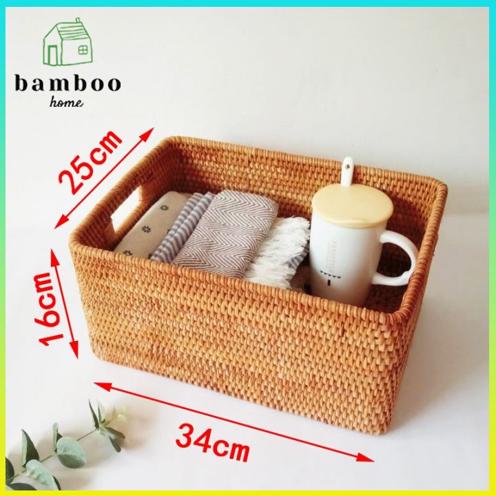 Giỏ mây tre chất liệu guột đựng đồ có tay xách THE BAMBOO hàng xuất khẩu