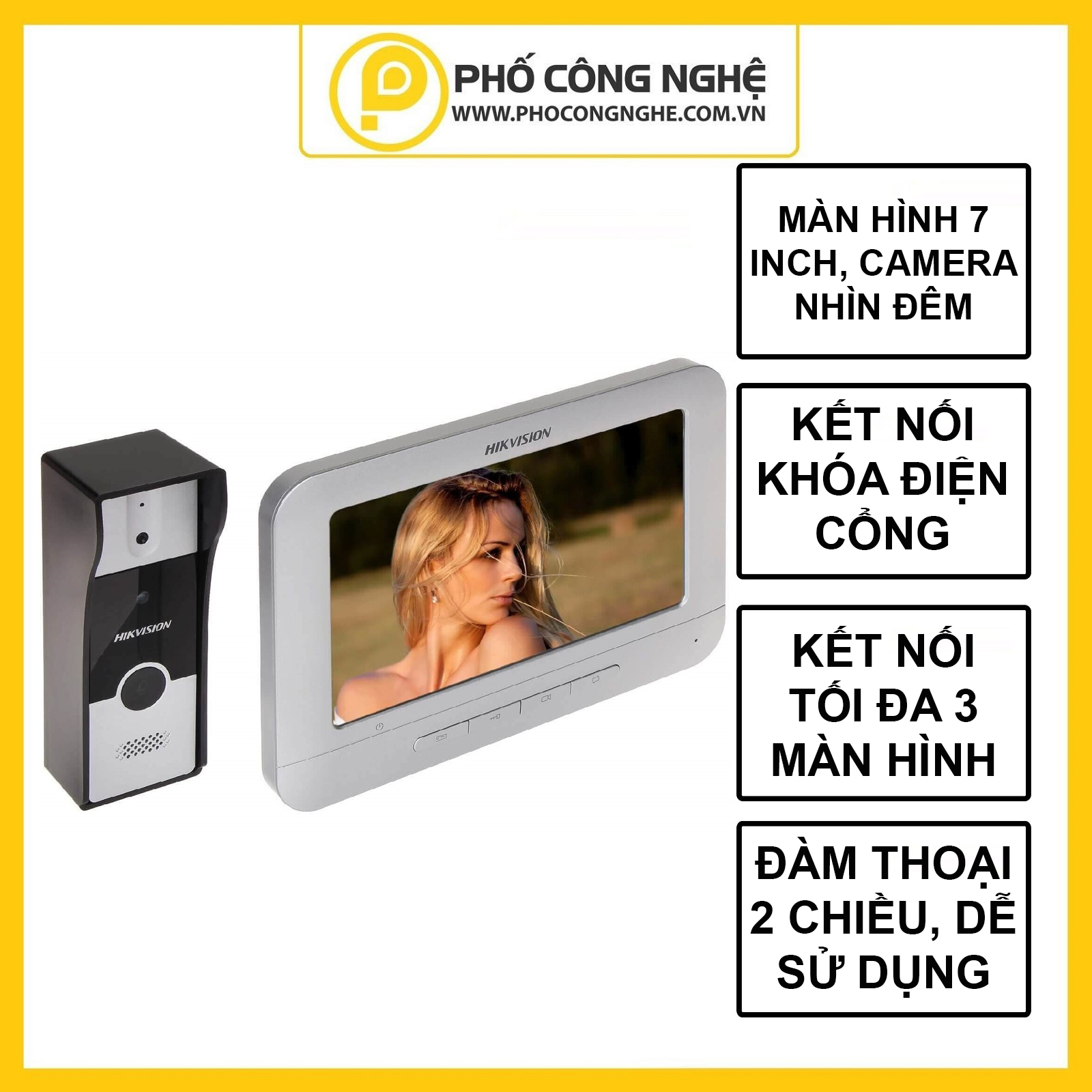 Bộ chuông cửa có hình hikvision ds-kis202, màn 7 inch