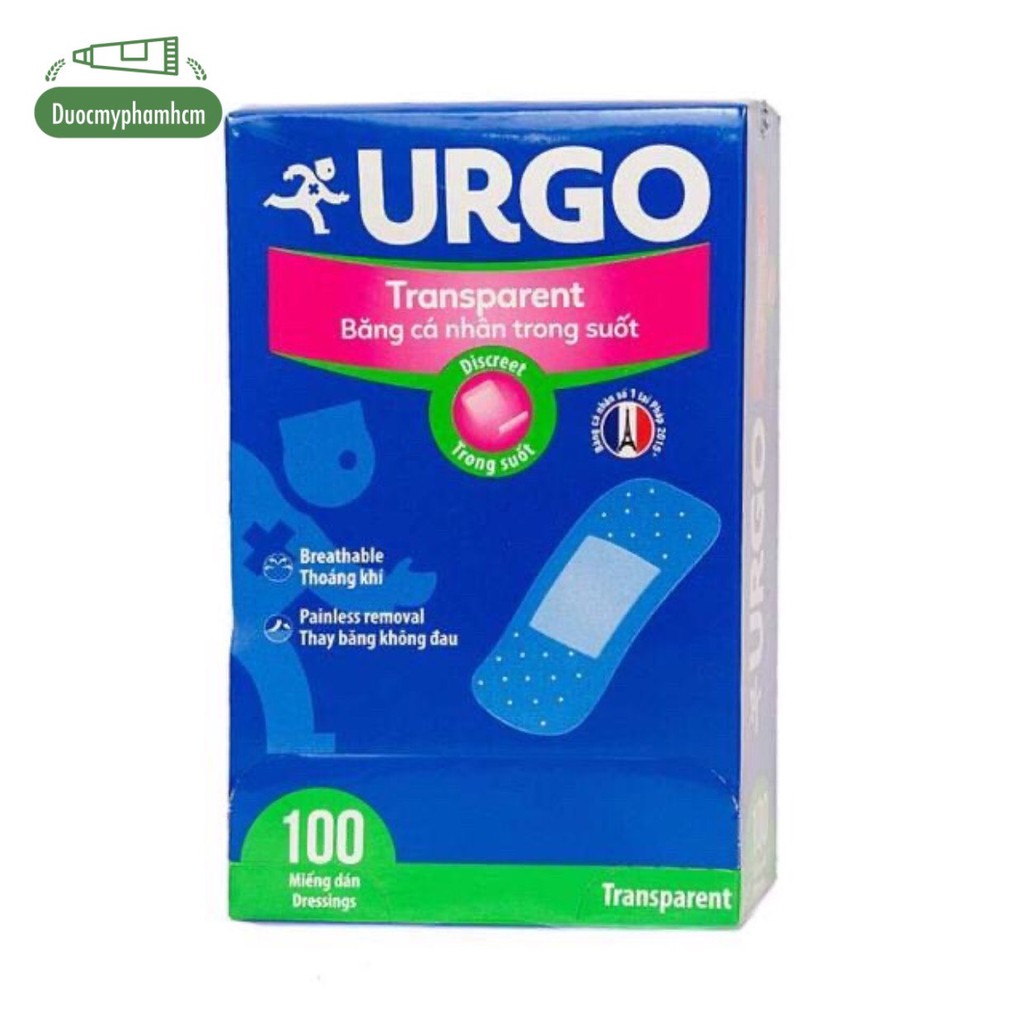 [HCM]Băng Cá Nhân Trong Suốt Urgo Transparent Assorted 100 Miếng