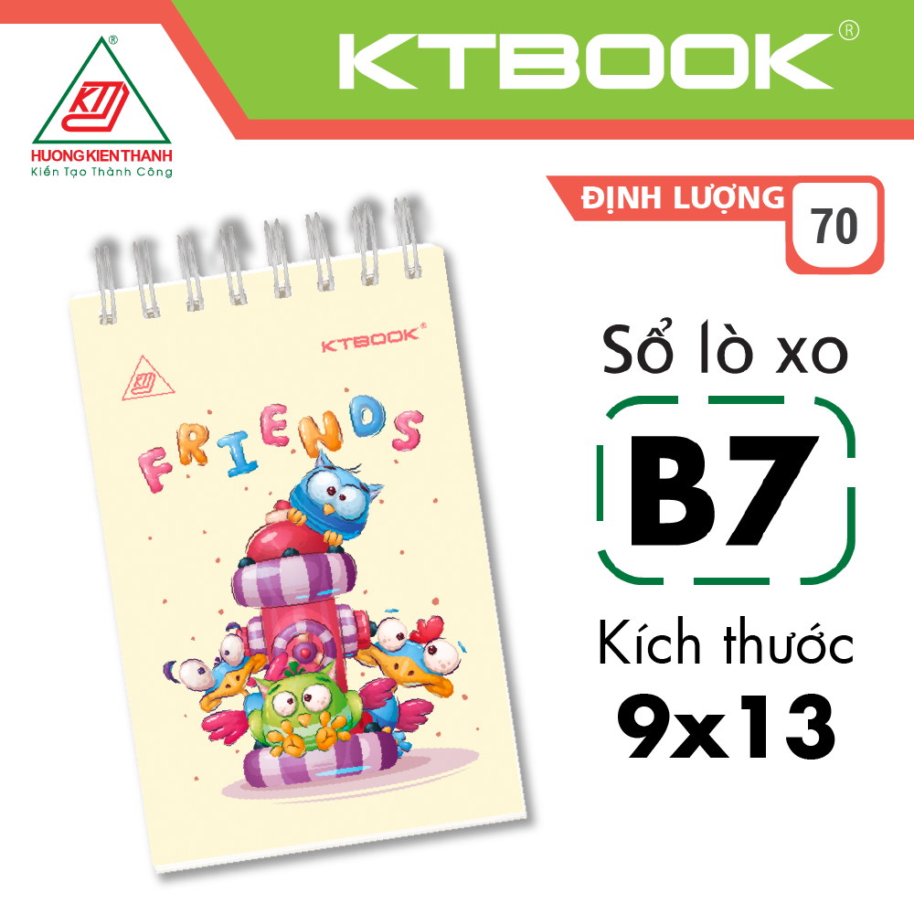 Sổ tay lò xo bìa cứng b7 ktbook 100 trang size b7