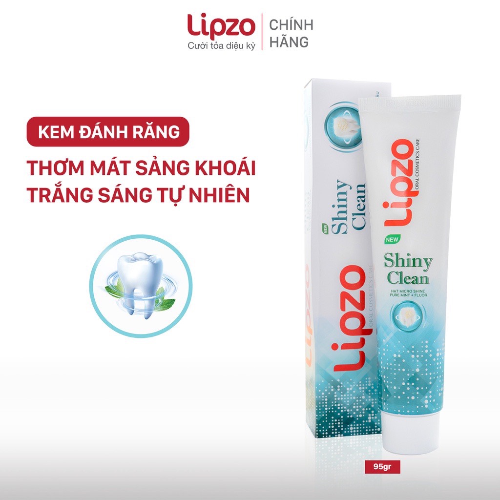 Kem đánh răng lipzo shiny clean vị the mát diệt khuẩn 95g