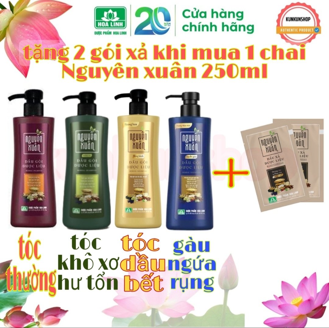 Tặng 2 gói dầu xả khi mua 1 chai dầu gội nguyên xuân 250ml bất kỳ