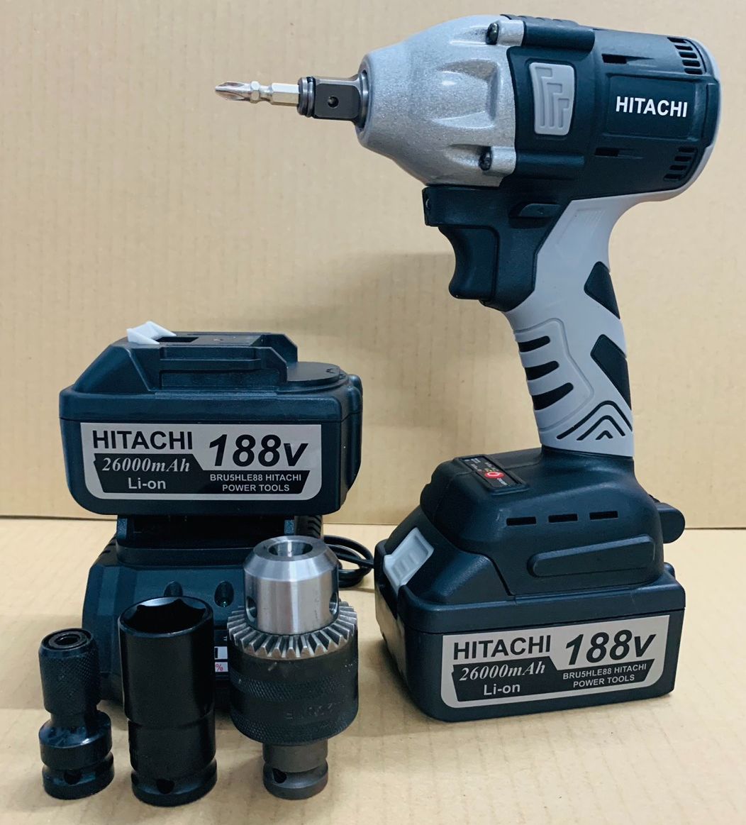 Máy siết bulong dùng pin không chổi than 188V HITACHI - Tặng kèm 1 đầu chuyển bulong sang khoan + 1 đầu chuyển bắt vít