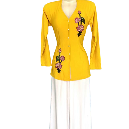 Áo lẻ bà ba  nử thêu hoa sen nhiều màu dể thương