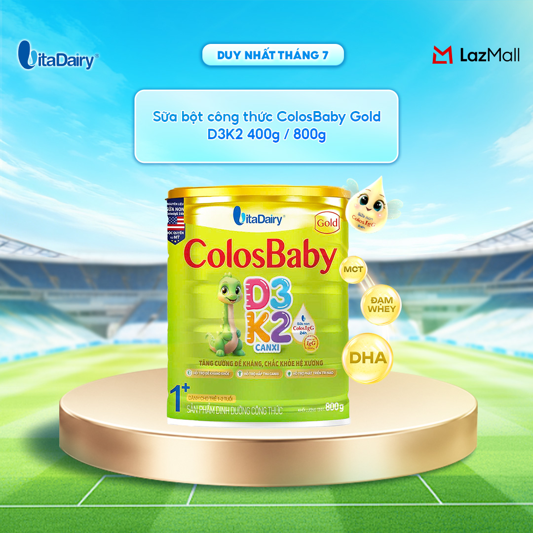 [NHIỀU GIAI ĐOẠN] Sữa bột ColosBaby Gold D3K2 cho trẻ – Bổ sung dinh dưỡng, hỗ trợ phát triển xương – Lon 400g/800g