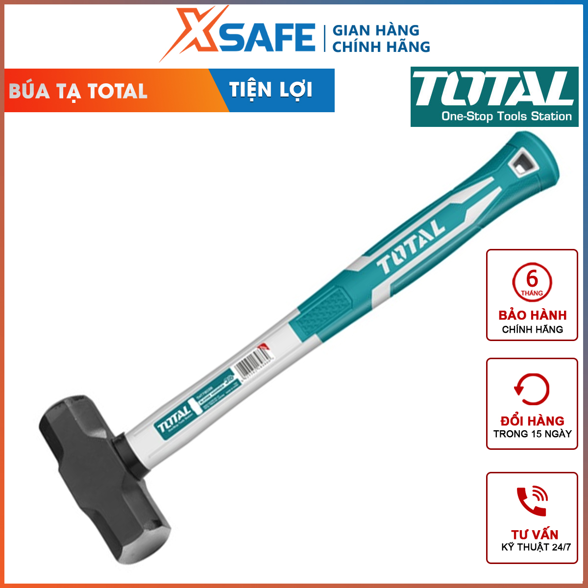 Búa tạ total | búa cầm tay trọng lượng 2lb - 4lb thép cacbon 45 # đóng, gõ dụng cụ, gò và tán kim loại
