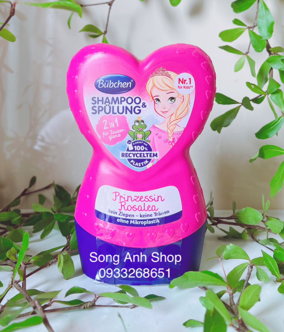 Dầu gội kiêm xã tóc Bubchen trái tim cho bé