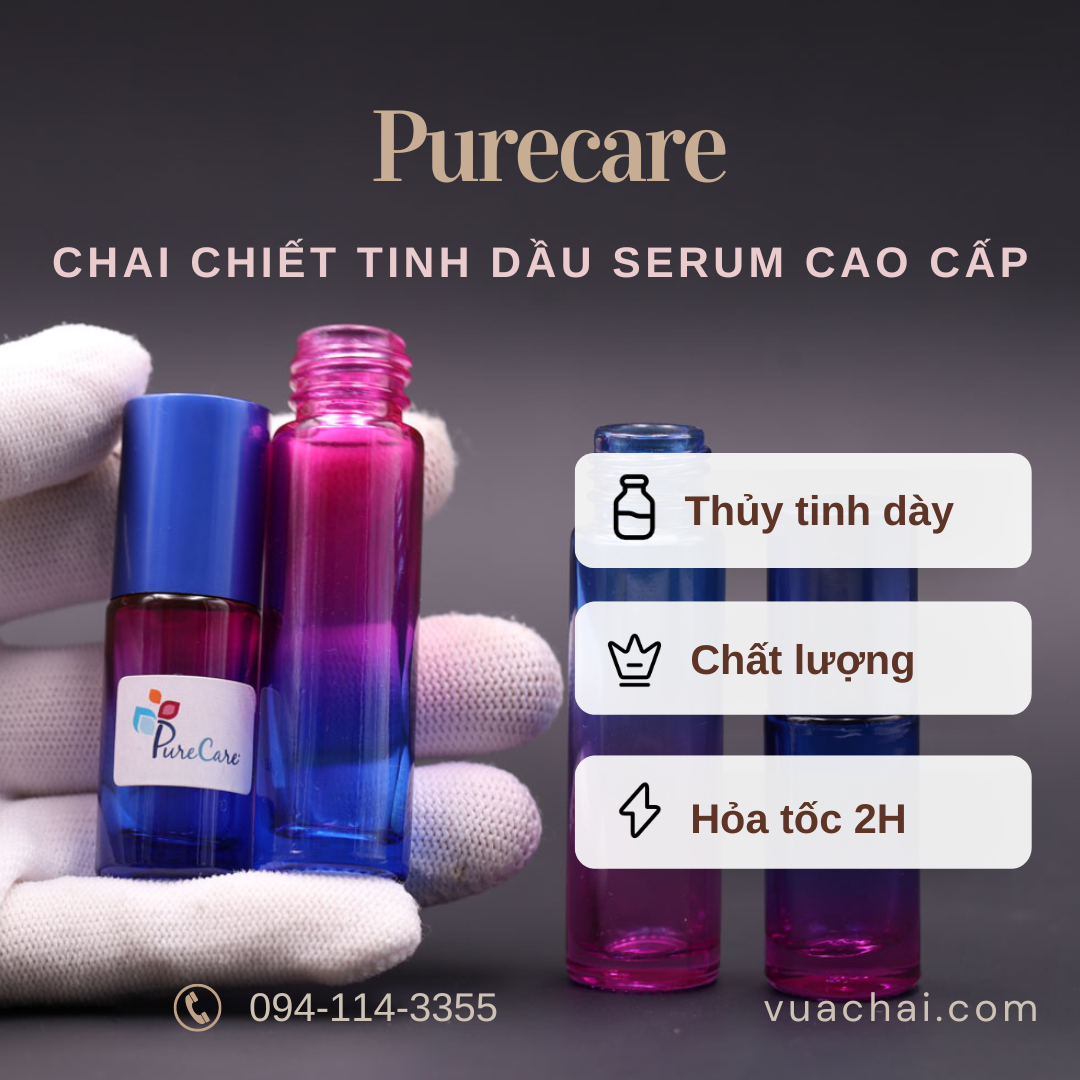 Chai tinh dầu Chai bi lăn thủy tinh 5ml màu Ombre đựng tinh dầu nước hoa serum