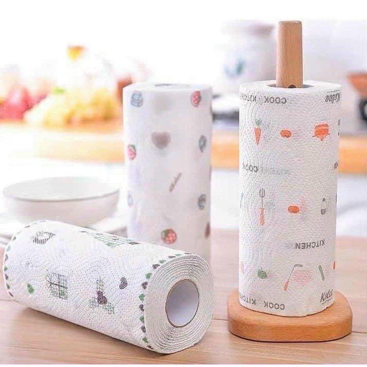 Khăn giấy lau đa năng lau bếp, lau tay cuộn trắng có thể giặt được và tái sử dụng cỡ 20cm