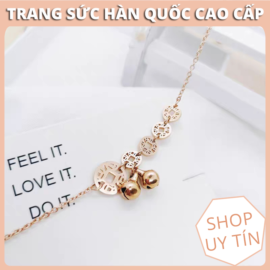 Lắc Chân nữ, vòng chân nữ Kim Tiền Titan Ko Đen