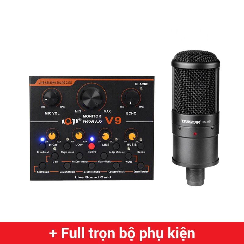 Combo Micro Takstar SM8B và Soundcard V9 đầy đủ phụ kiện bh 6 tháng