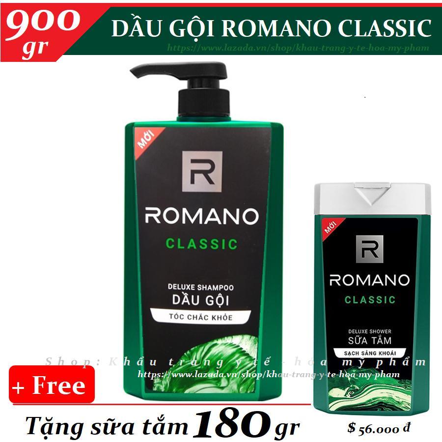 Romano - dầu gội hương nước hoa classic 900 gr + tặng sữa tắm 180 gr