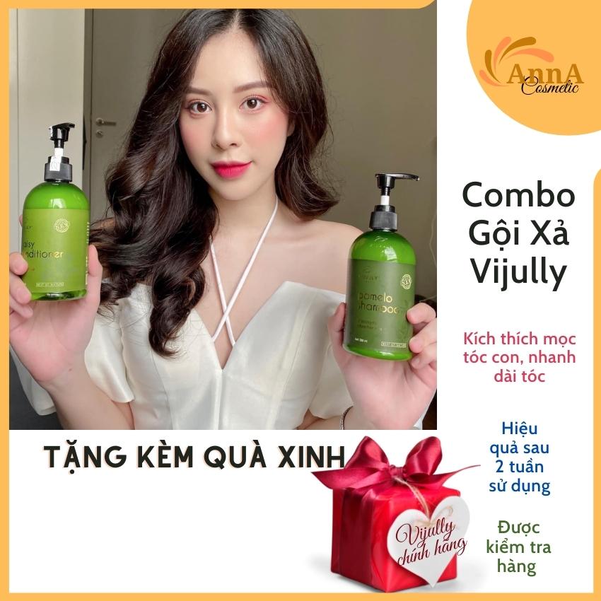 [Freeship+Quà 28k] Combo Vijully Dầu Gội Bưởi Và Dầu Xả Dừa Hoa Cúc Kích Thích Mọc Tóc, Ngăn Rụng Tóc Chai 280ml_AnnA.Cosmetic Tặng Kèm Kẹp Tóc 19k Và Cột Tóc 9k