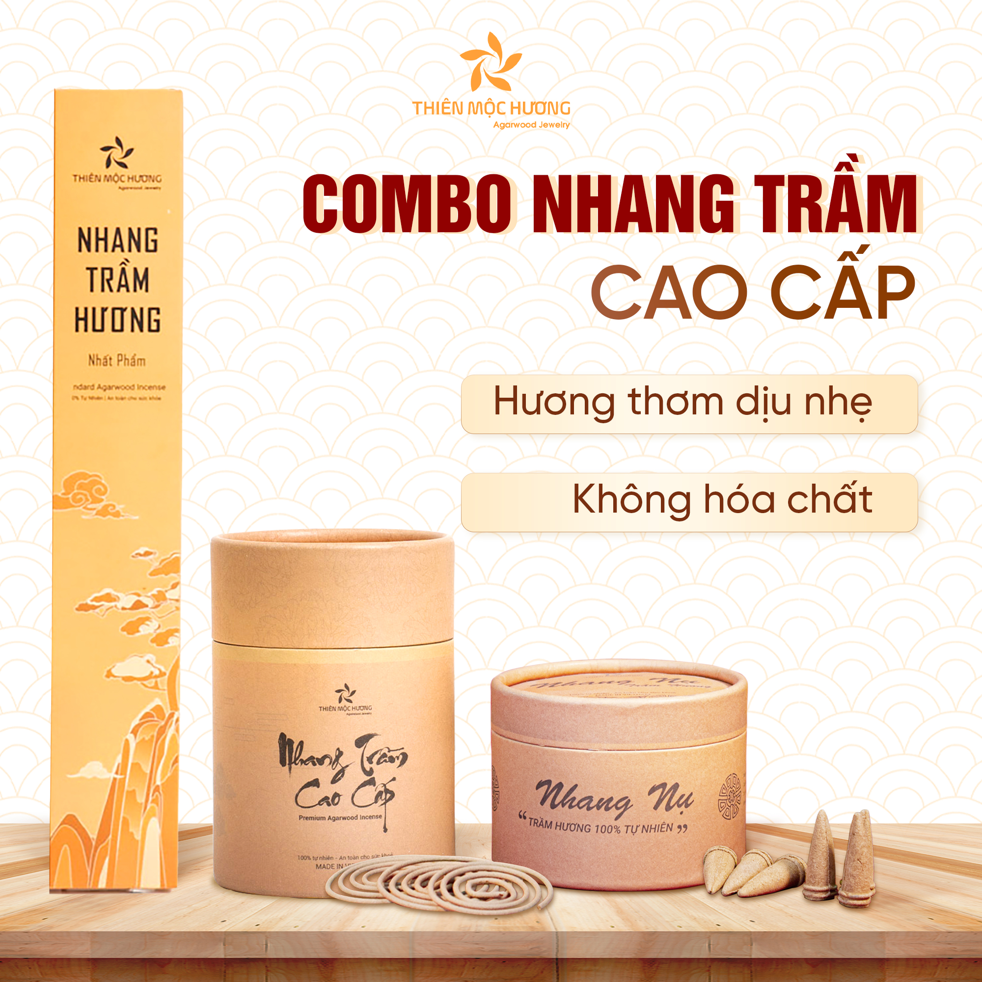 Combo nhang trầm hương Thiên Mộc hương loại 12 năm 100% tự nhiên 12 năm, không tẩm hóa chất, không độc hại