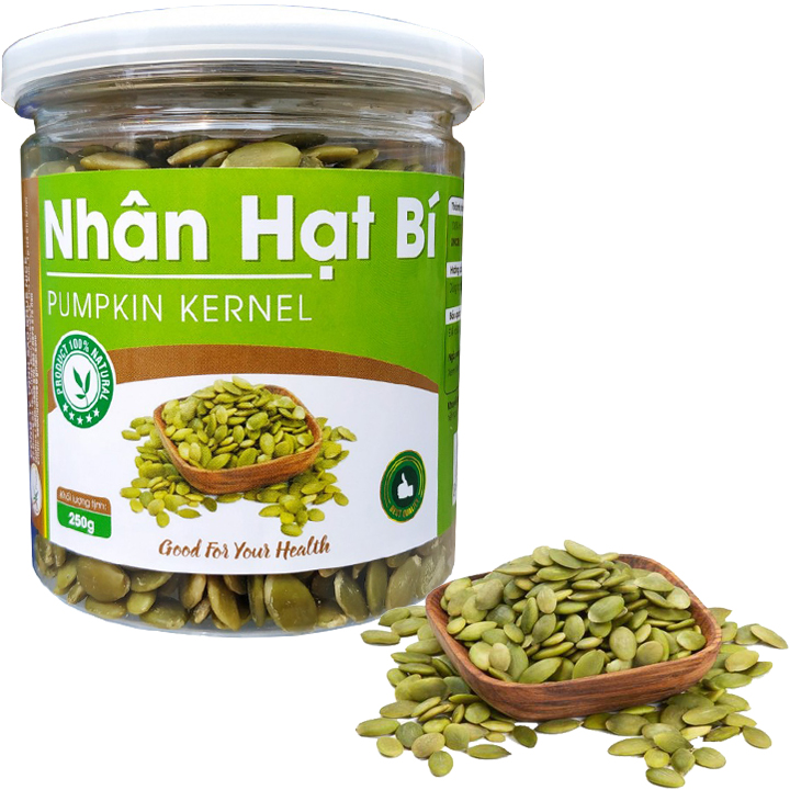 Nhân Hạt Bí Xanh Thơm Ngon Chất Lượng (Hũ 250G) - Dùng Làm Bánh Hoặc Chế Biến Sữa Hạt Với Nhiều Công Dụng Tốt Cho Sức Khỏe Thương Hiệu SK FOOD