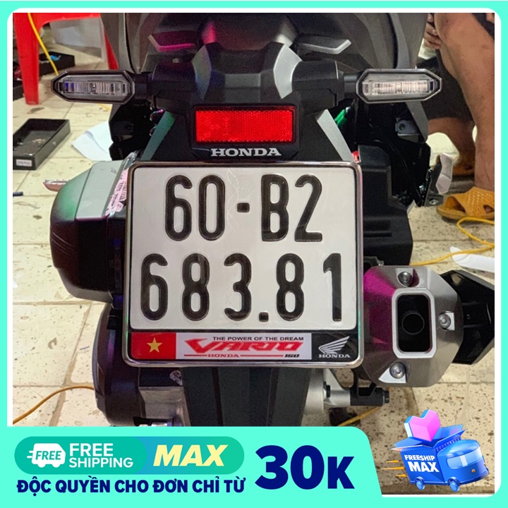 Khung biển số xe máy Honda VARIO - Inox gò trang trí meca chống nước