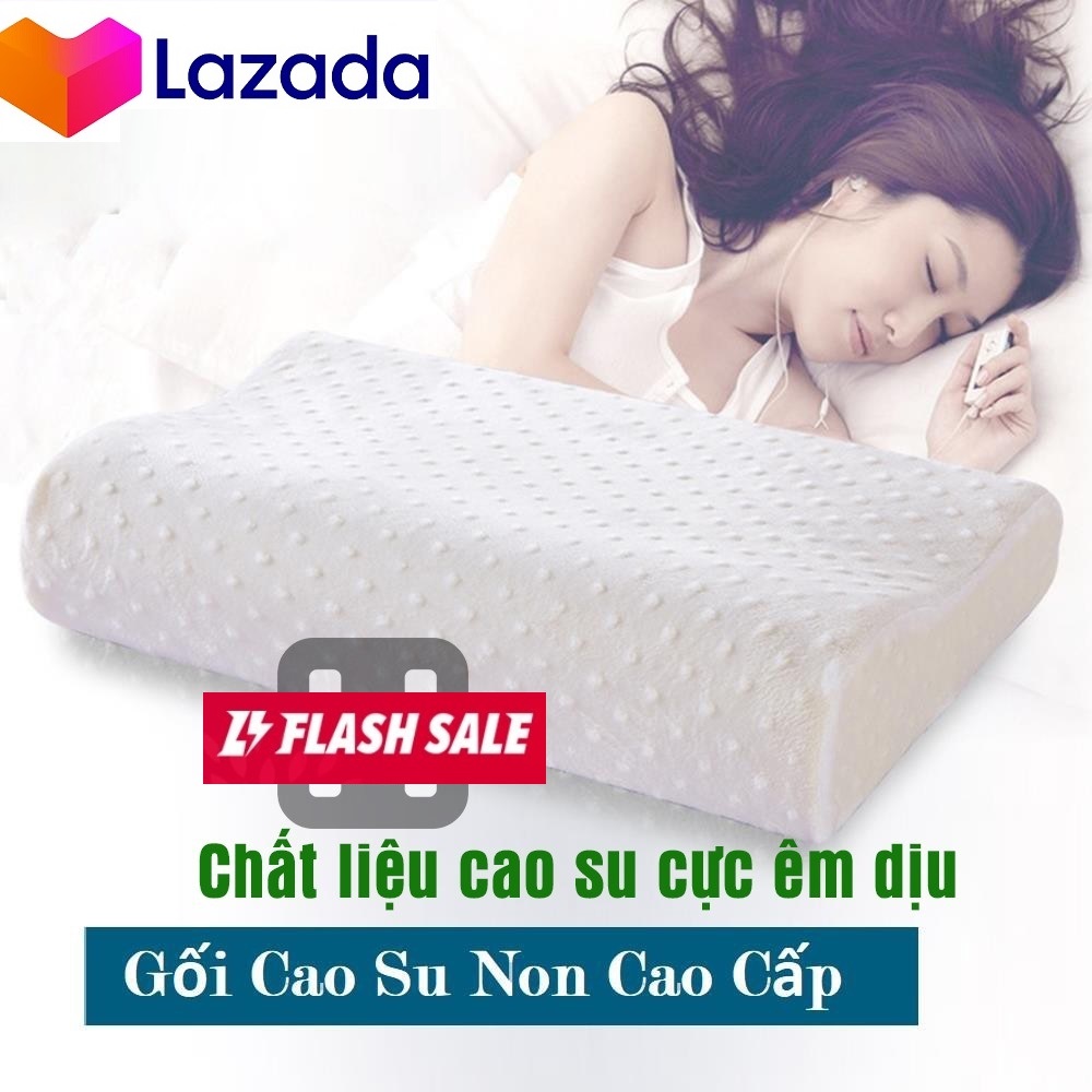 Gối Ngủ Cao Su Non Nhật Bản Chính Hãng Gối Ngủ Ngon (50cm - 30cm) Cao Su Non Siêu Êm Ái và Mềm Mại, Cảm Giác Khoan Khoái, Dễ Chịu - Ngủ Ngon Hơn, Chữa Ngáy Tốt Hơn, Tặng Kèm Vỏ Gối Cùng Size Hàng VN Cao Cấp.