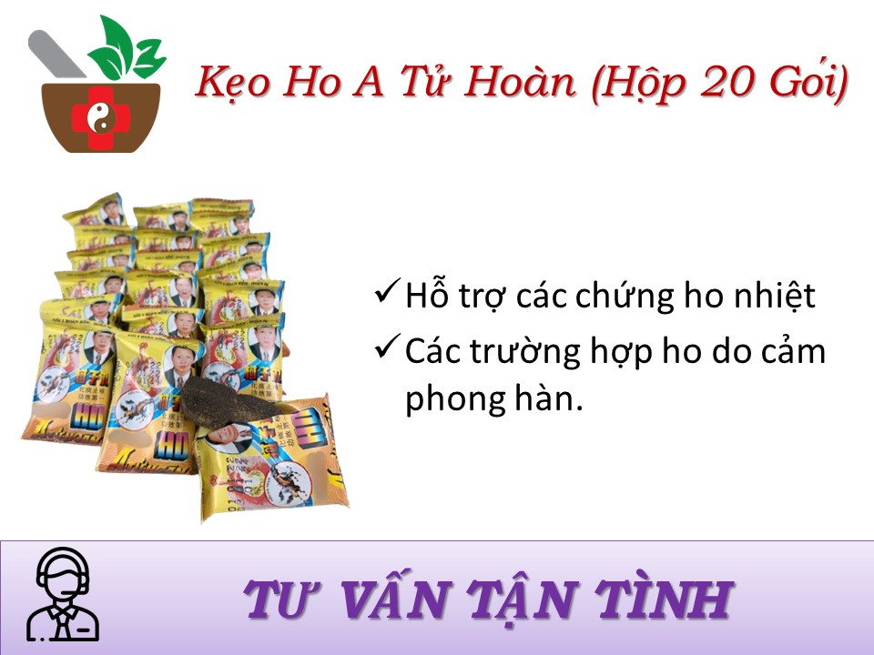 Kẹo ho a tử hoàn -các chứng ho nhiệt, các trường hợp ho do cảm phong hàn.