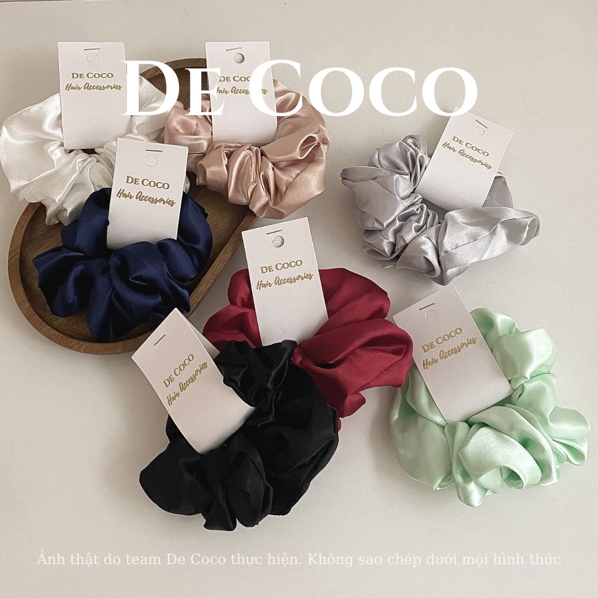 Scrunchies lụa satin, chun buộc tóc decoco.accessories