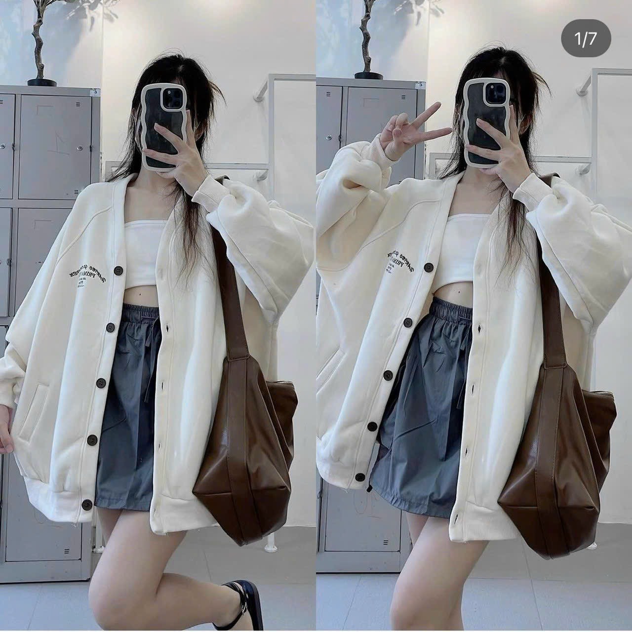 Áo Khoác Nỉ Cadigan Nữ 5 Nút Chữ Thêu Thiết Kể Phong Cách Hàn Quốc Hót Trend_KP