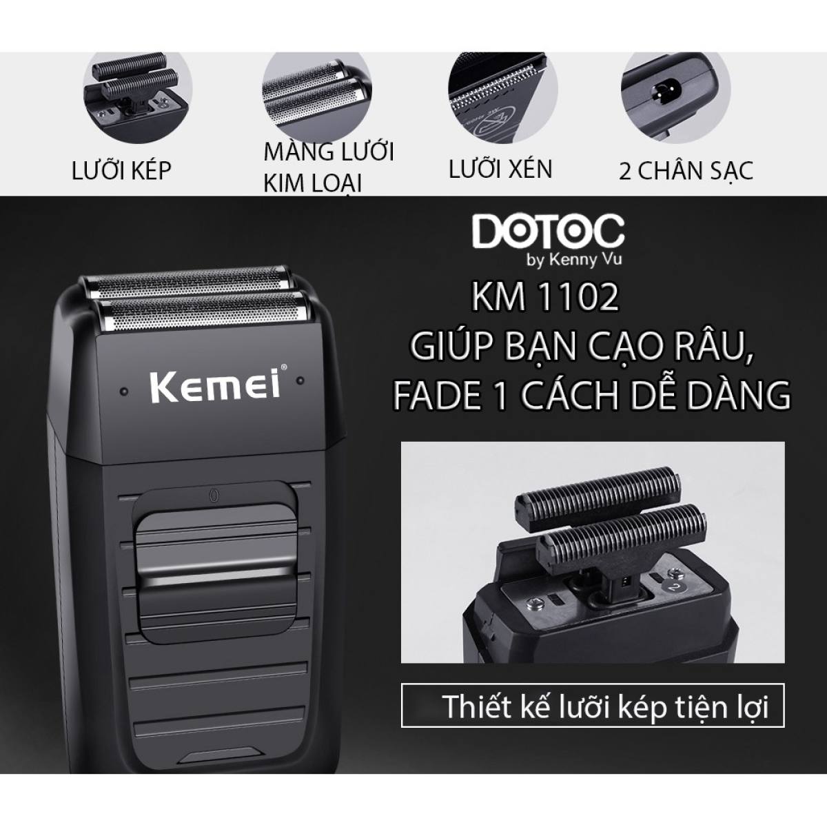Máy cạo râu kemei km 1102 cao cấp máy cạo râu kemei km 1102 dành cho nam siêu bên siêu êm