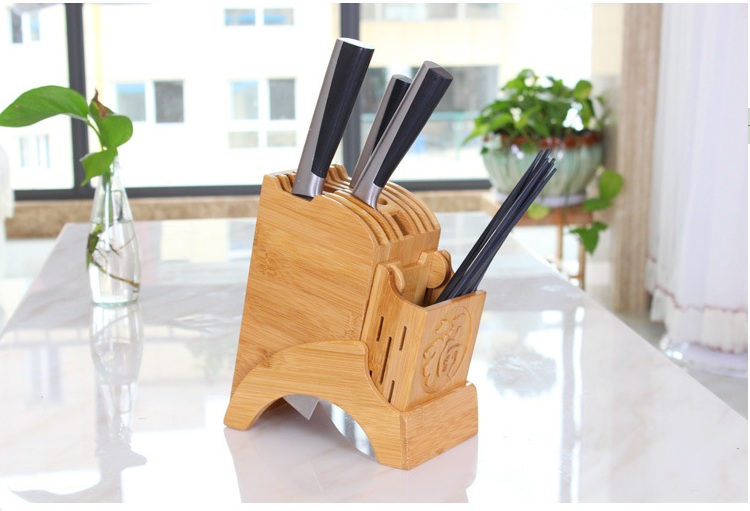 Khay Kệ Đựng Dao Bằng Gỗ Tre Thiết Kế Mặt Phẳng, Hình Chữ Nhật Hiện Đại