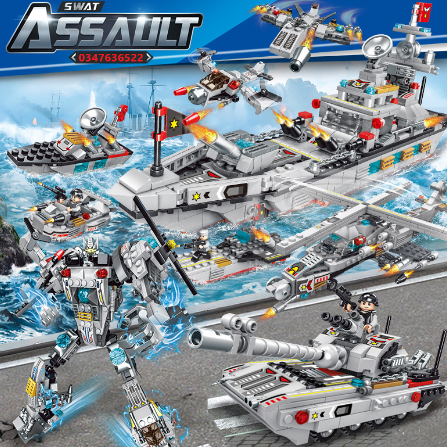 [Hoàn Tiền 10%][1245 CHI TIẾT] Bộ Đồ Chơi Xếp Hình Chiến Hạm, ROBOT, Máy Bay, Tàu Sân Bay, Tàu Chiến, Swat, Xe Tăng