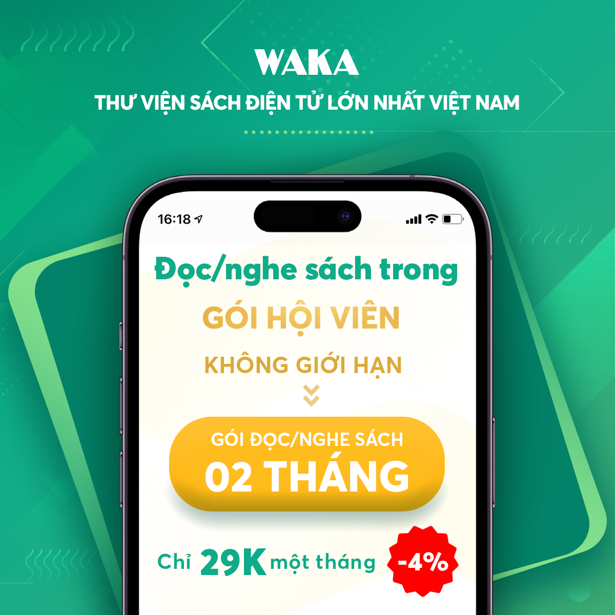 Thẻ đọc sách điện tử Waka 02 tháng