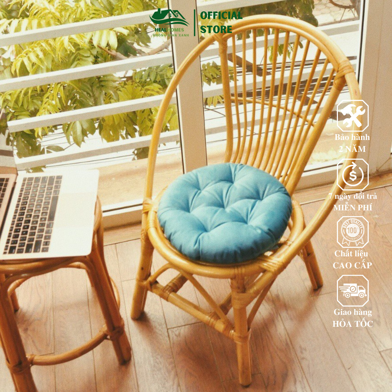 Ghế lười thư giãn cao cấp mây con sò, decor homestay ban công, trang trí phòng khách sân vườn quán cafe / HealHomes