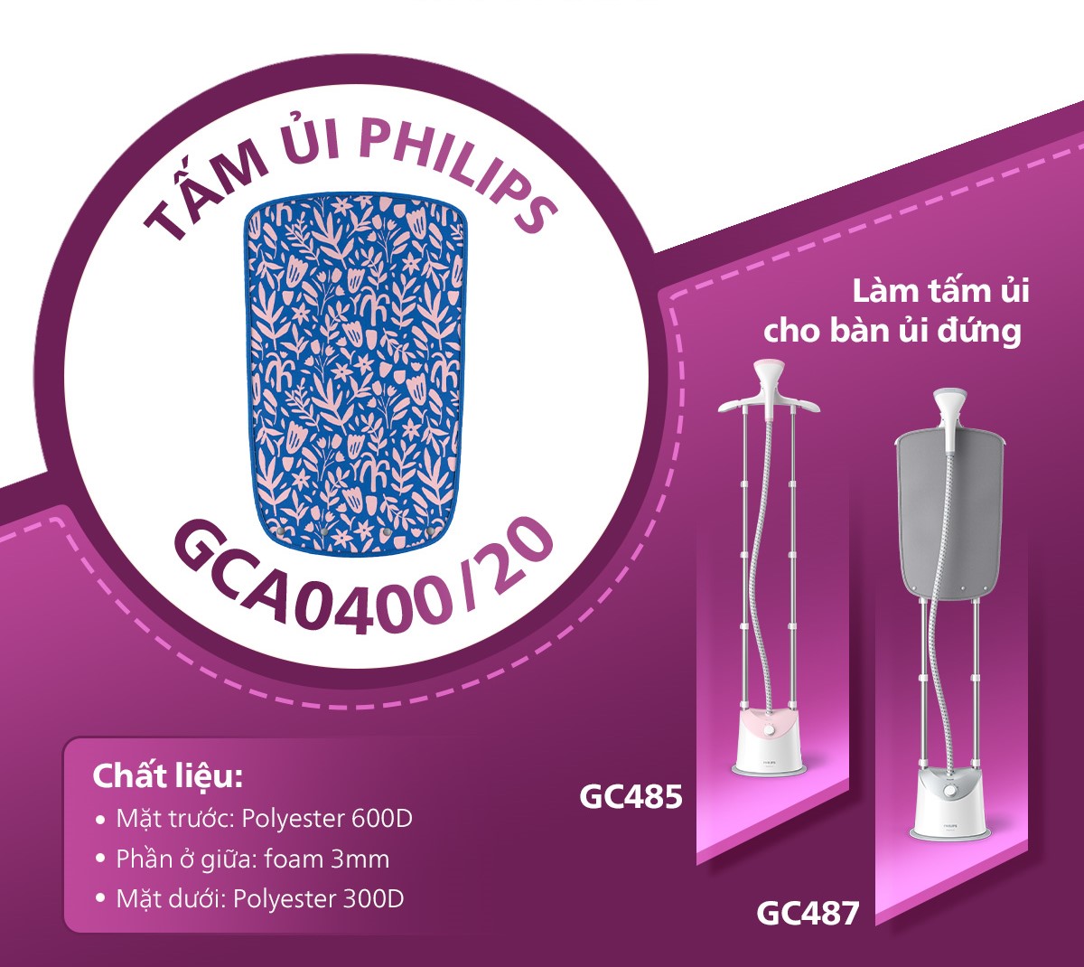 [THANH LÝ] Tấm Ủi Philips GCA0400/20 Phụ Kiện Cho Bản Ủi Đứng Philips GC487 Và GC485 - Hàng Phân Phối Chính Hãng