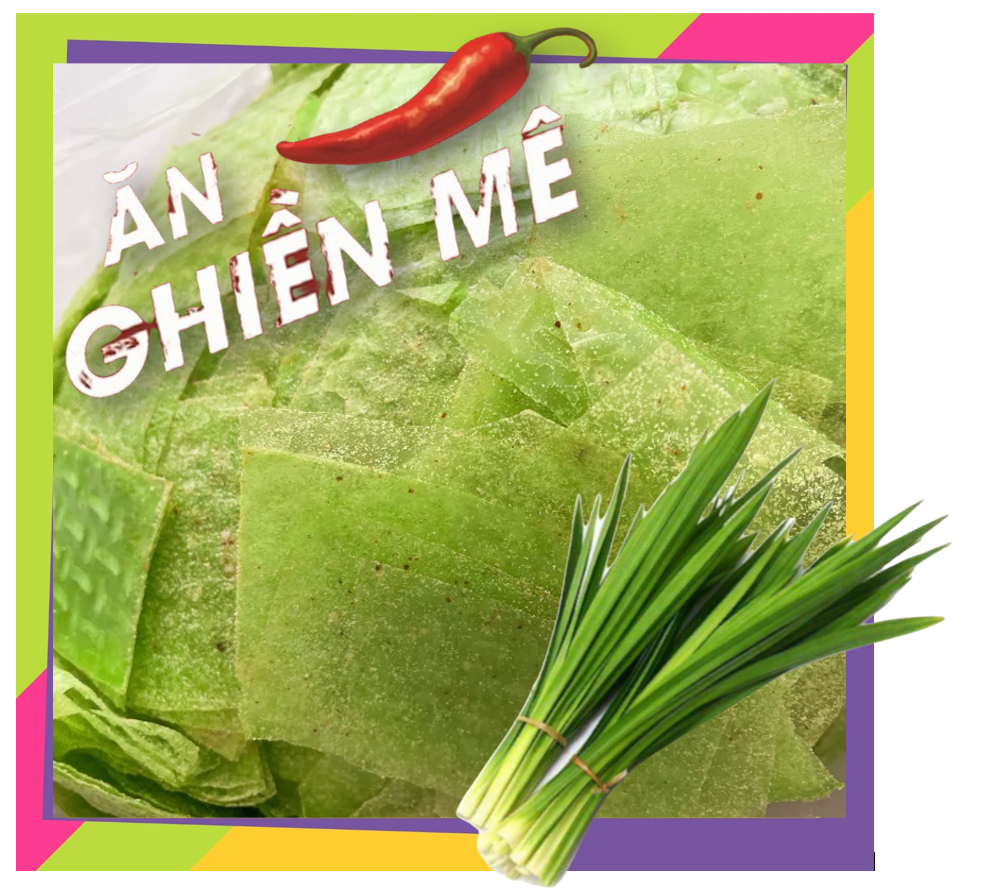 Bánh tráng phô mai lá dứa muối nhuyễn