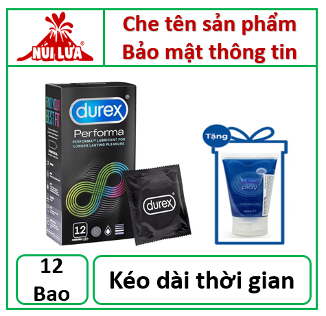 [HCM]Combo Bao Cao Su Kéo Dài Cuộc Yêu Durex Performa Và Gel Bôi Trơn Durex Play 50ml. Tặ