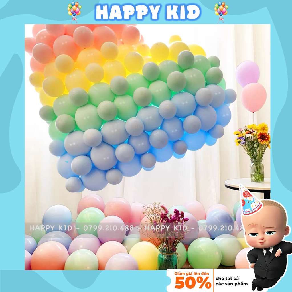 Bóng bay pastel macaron màu hàn quốc trang trí sinh nhật 10 inch HAPPYKID PASTEL