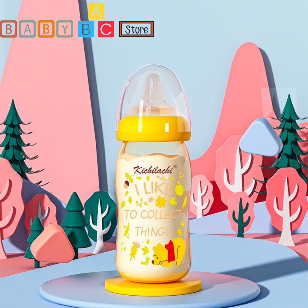 Bình sữa kichilachi ppsu hình gấu plus bình sữa em bé mẫu mới dung tích 160ml-260ml