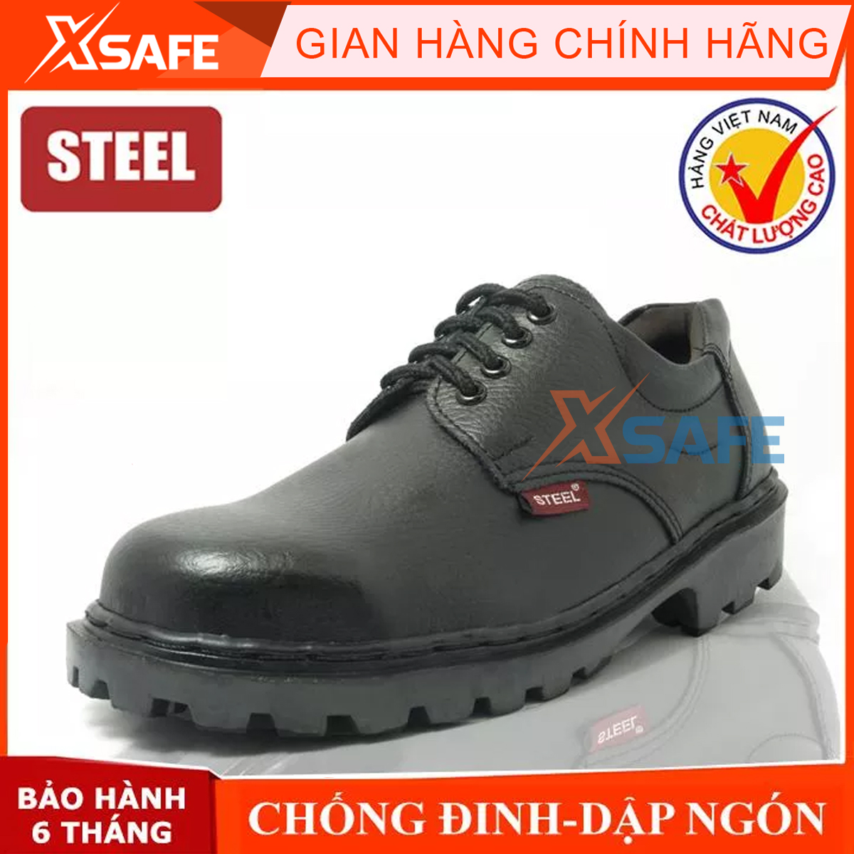 Giày bảo hộ lao động Steel chống đinhchống va đậpthấm nướckháng dầu Giày công trình nhà máy cổ thấp, giày da bảo hộ lao động, giày nam