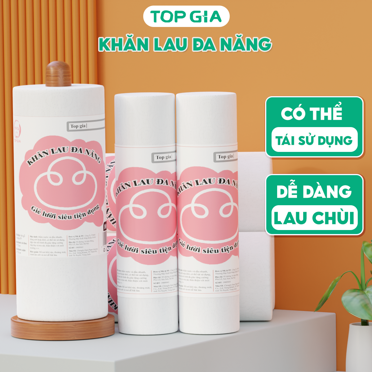  Khăn lau đa năng TopGia giấy lau dùng 1 lần chuyên dụng cho nhà bếp 