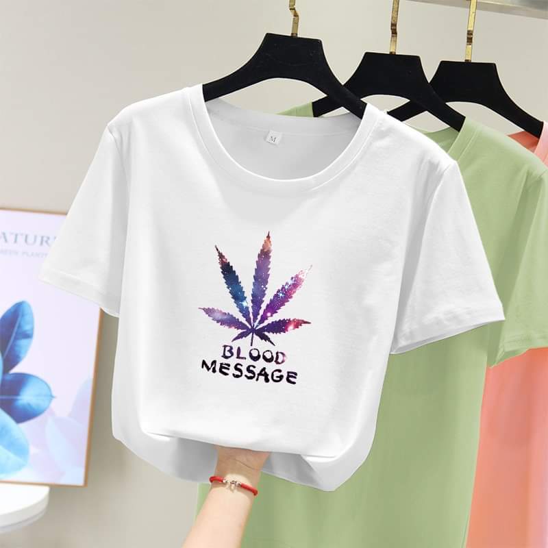 [HCM]Áo thun nữ form rộng Hàn quốc in hình BLOOD MESSAGE dễ thương vải dày mịn mát