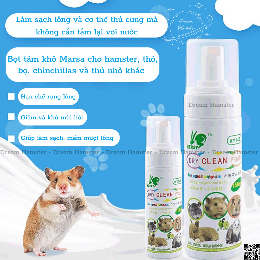 Bọt tắm khô Marsa cho hamster, thỏ, bọ, chinchillas và thú nhỏ khác