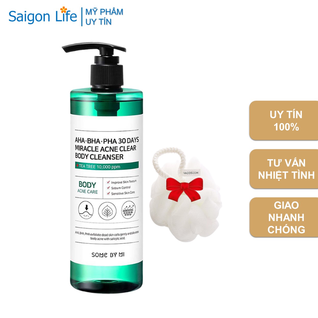 [TẶNG BÔNG TẮM] Sữa Tắm Làm Giảm Mụn Cơ Thể Some By Mi AHA-BHA-PHA 30 Days Miracle Acne Body Cleanser 400g